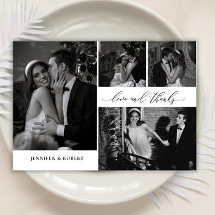 Chic Love en Thanks Script Foto Collage Trouwen Bedankkaart