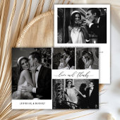 Chic Love en Thanks Script Foto Collage Trouwen Bedankkaart