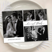 Chic Love en Thanks Script Foto Collage Trouwen Bedankkaart