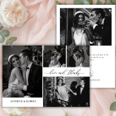 Chic Love en Thanks Script Foto Collage Trouwen Bedankkaart