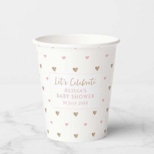 Chic Love Heart Baby shower Papieren Bekers (Voorkant)