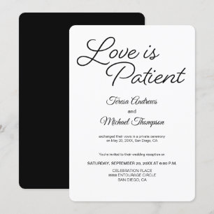 Chic Love is Patient Wedding Reception Kaart