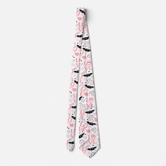 Chic Love Lettering Hand Drawn Heart Tie Stropdas (Achterkant)