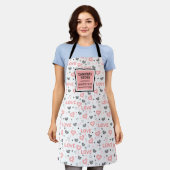 Chic Love Lettering Pink Black Heart Apron Schort (Gedragen)