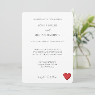 Chic Love Red Heart Wedding Kaart