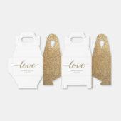 Chic Love Script Faux Gold White Custom Wedding Bedankdoosjes (Uitgevouwen)