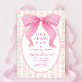 Chic Love Shack Pink Bow Lace Girl Baby shower Kaart