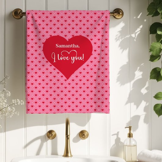 Chic Lovely Pink Hearts I Love You Gift Valentine Bad Handdoek