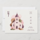 Chic Lovely Rustic Pink Tones Church Wedding Save The Date (Voorkant)