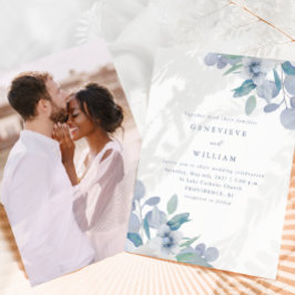 Chic Luchtig Blauw Bloemen Boeket Foto Huwelijk