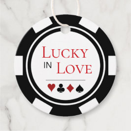 Chic Lucky In Love Zwart Wit Poker Chip Huwelijk Bedankjes Labels