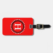 CHIC LUGAGE/BAG LABEL_01 RED MET WITTE DRANKEN BAGAGELABEL (Voorkant horizontaal)