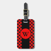 CHIC LUGAGE/BAG LABEL_01 RED STIPPEN/BLACK STRIPE BAGAGELABEL (Voorkant verticaal)