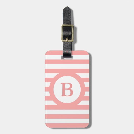 CHIC LUGAGE/BAG LABEL_04 PINK/WITTE STRIPES BAGAGELABEL (Voorkant verticaal)