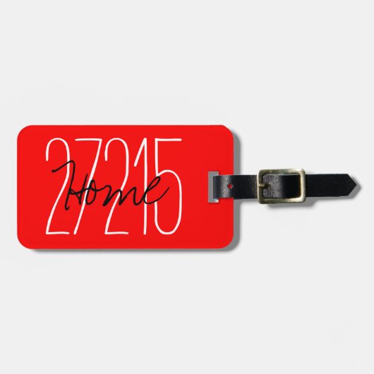 CHIC LUGAGE/BAG LABEL_ZIPCODE_RED BAGAGELABEL (Voorkant horizontaal)