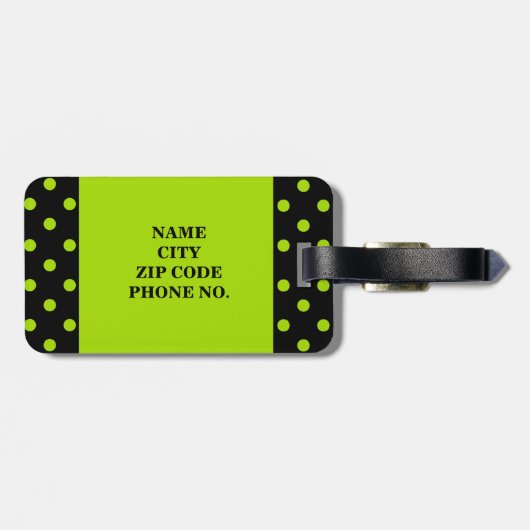 CHIC LUGAGE / GIFT LABEL 42 GROENE STIPPEN BAGAGELABEL (Achterkant horizontaal)