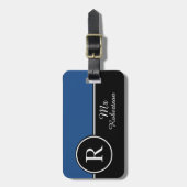 CHIC LUGGAGE/BAG LABEL_MODERN "Mr." BLUE/BLACK Bagagelabel (Voorkant verticaal)