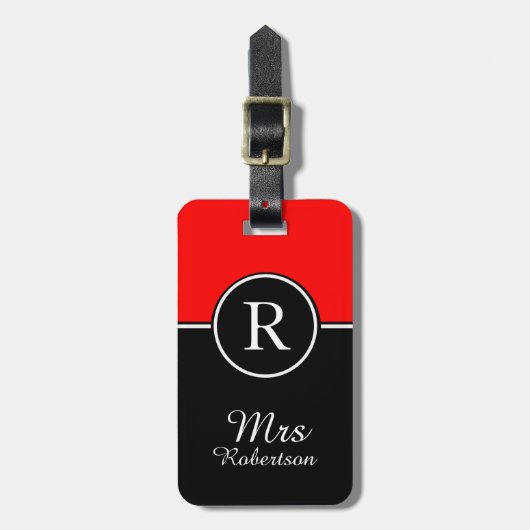 CHIC LUGGAGE/BAG LABEL_MODERN "Mrs." 01 RED/BLACK Bagagelabel (Voorkant verticaal)