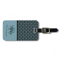 CHIC LUGGAGE/BAG LABEL_MODERN "Mrs." BLACK/SEAFOAM