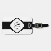 CHIC LUGGAGE/BAG LABEL_MODERN ZWART/WITTE STRIPEN BAGAGELABEL (Voorkant horizontaal)