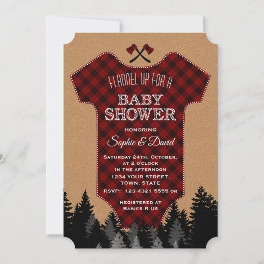"Chic Lumberjack Red Buffalo Baby Suit Baby shower Kaart (Voorkant)