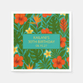 Chic Lush Tropische Bloemen Luau Verjaardagsfeest Servet (Voorkant)