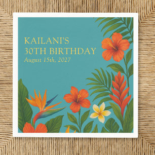 Chic Lush Tropische Bloemen Luau Verjaardagsfeest Servet