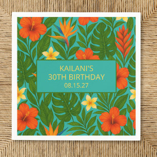 Chic Lush Tropische Bloemen Luau Verjaardagsfeest Servet