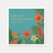 Chic Lush Tropische Bloemen Luau Verjaardagsfeest Servet (Voorkant)