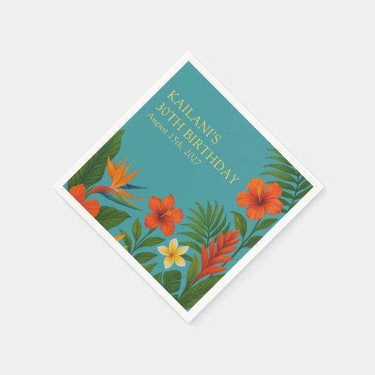 Chic Lush Tropische Bloemen Luau Verjaardagsfeest Servet (Hoek)