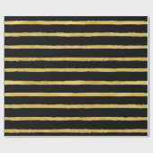 Chic Luxe Gestreepte Zwart & Goud Cadeaupapier (Vlak)