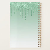 Chic Luxe Glitter Drips Gepersonaliseerd Groen 202 Planner (Achterkant)