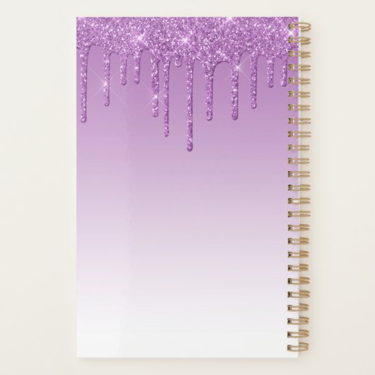 Chic Luxe Glitter Drips Paarse Gepersonaliseerde 2 Planner (Achterkant)