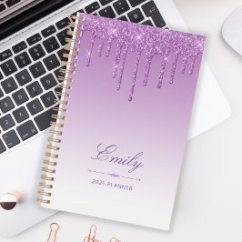 Chic Luxe Glitter Drips Paarse Gepersonaliseerde 2 Planner