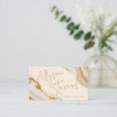 Chic Luxe Goud Marmeren Make-up & Hair Stylist QR Visitekaartje (Staand voorkant)