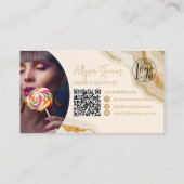 Chic Luxe Goud Marmeren Make-up & Hair Stylist QR Visitekaartje (Achterkant)