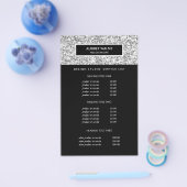 Chic Luxe Silver Glitter Salon Prijzen & Services Flyer (Enkel)