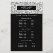 Chic Luxe Zilver Glitter Salon Prijzen & Diensten Flyer (Voorkant)