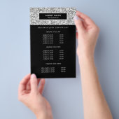 Chic Luxe Zilver Glitter Salon Prijzen & Diensten Flyer (Hand)