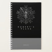 Chic Luxurious Black en White  Monogramed Planner (Voorkant)