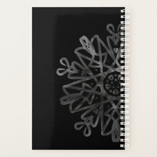 Chic Luxurious Black en White  Monogramed Planner (Achterkant)