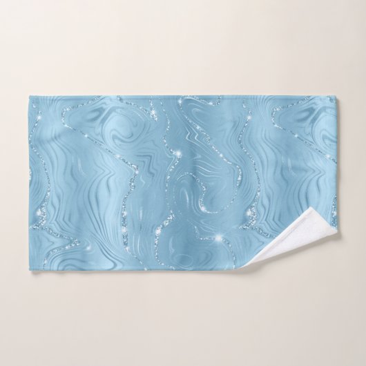 Chic Luxury Baby Blue Silver Glitter Bad Handdoek (Handdoek)