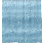 Chic Luxury Baby Blue Silver Glitter Patroon Douchegordijn (Voorkant)