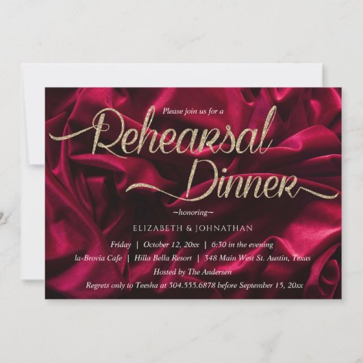Chic Luxury Burgundy Minimal Rehearsal Dinner Kaart (Voorkant)