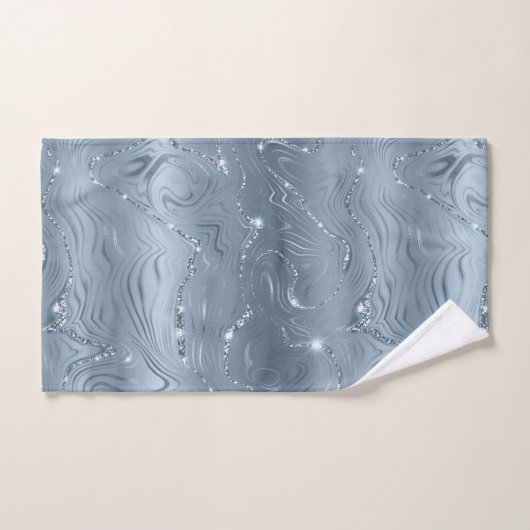Chic Luxury Dusty Blue Silver Glitter Bad Handdoek (Handdoek)