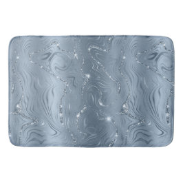 Chic Luxury Dusty Blue Silver Glitter Badmat