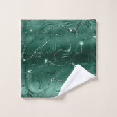 Chic Luxury Emerald Green Silver Glitter Bad Handdoek (Wasdoekje)