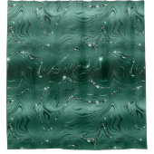 Chic Luxury Emerald Green Silver Glitter Douchegordijn (Voorkant)