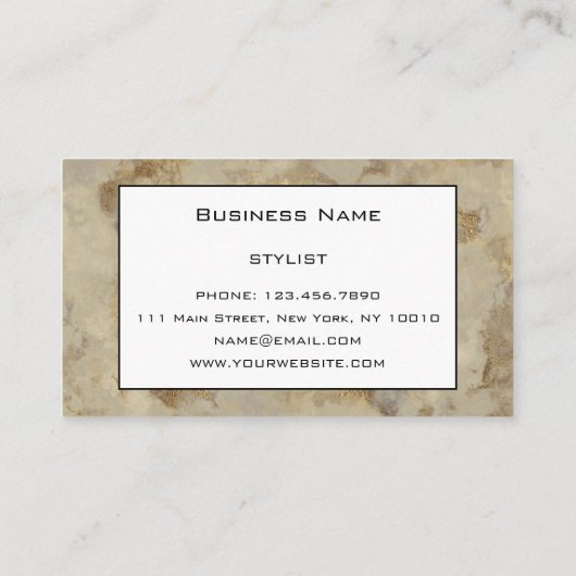 Chic Luxury  Gold Marble Pattern Achtergrond Visitekaartje (Achterkant)