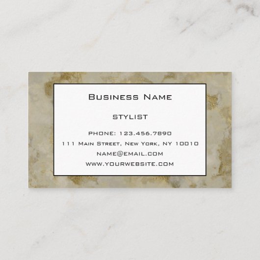 Chic Luxury  Gold Marble Pattern Achtergrond Visitekaartje (Achterkant)